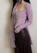 Y2K Corduroy Cropped Scarf Cardigan -- YKIIY  CLOTHING