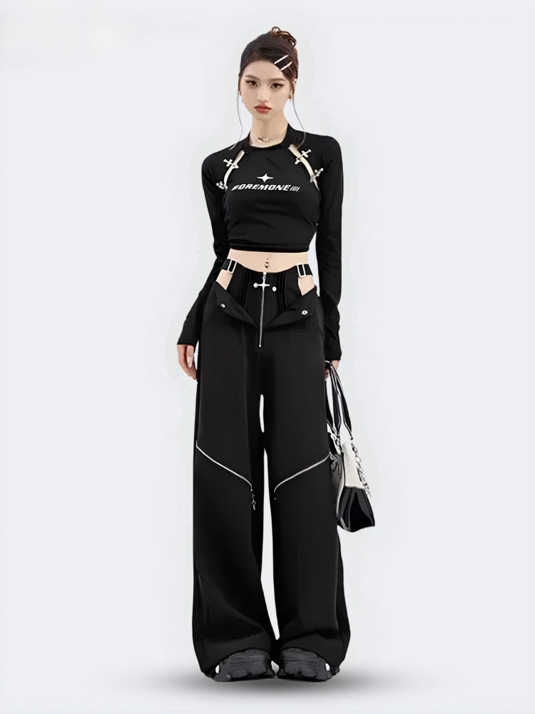 Y2K Cut Out Waist Pants -- YKIIY  CLOTHING