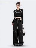 Y2K Cut Out Waist Pants -- YKIIY  CLOTHING