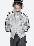 Y2K Cyberpunk Reflective Double Zip-Up Jacket