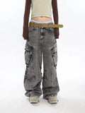 Y2K Distressed Big Pockets Cargo Jeans -- YKIIY  CLOTHING