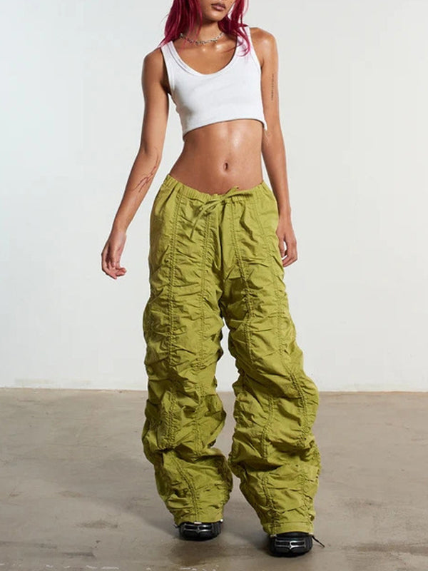 Y2K Drawstring Wide Leg Pants -- YKIIY  CLOTHING