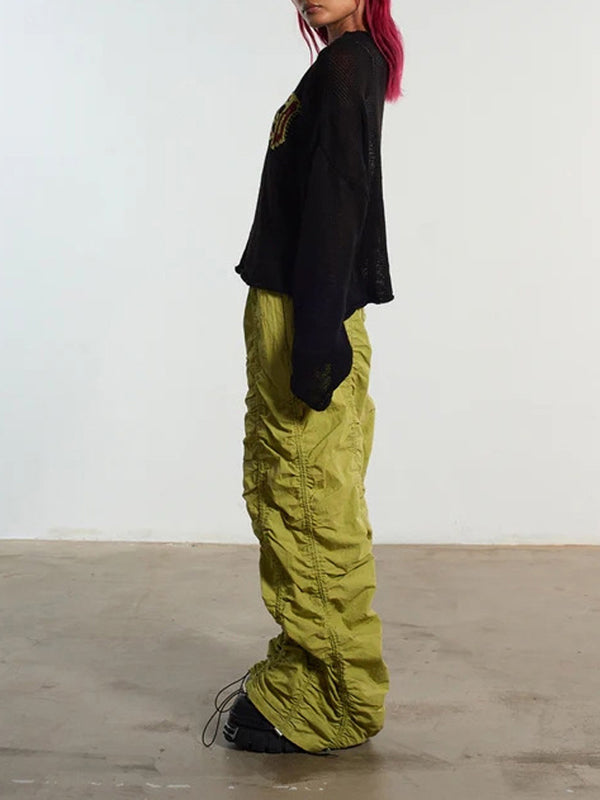 Y2K Drawstring Wide Leg Pants -- YKIIY  CLOTHING