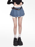 Y2K Fake Two Piece Pleated Mini Skirt -- YKIIY  CLOTHING