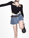 Y2K Fake Two Piece Pleated Mini Skirt -- YKIIY  CLOTHING