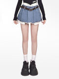 Y2K Fake Two Piece Pleated Mini Skirt -- YKIIY  CLOTHING