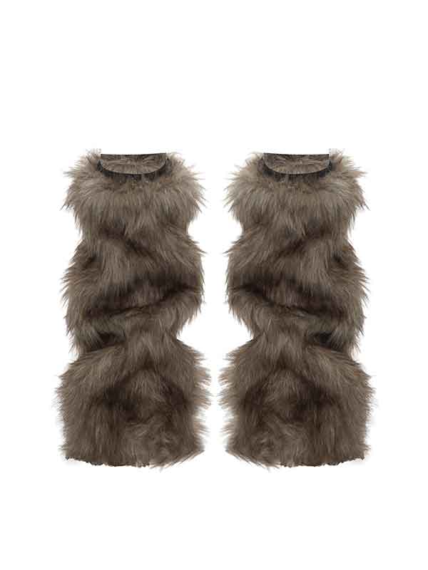 Y2K Faux Fur Patchwork Cozy Leg Warmer -- YKIIY  CLOTHING