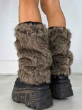 Y2K Faux Fur Patchwork Cozy Leg Warmer -- YKIIY  CLOTHING