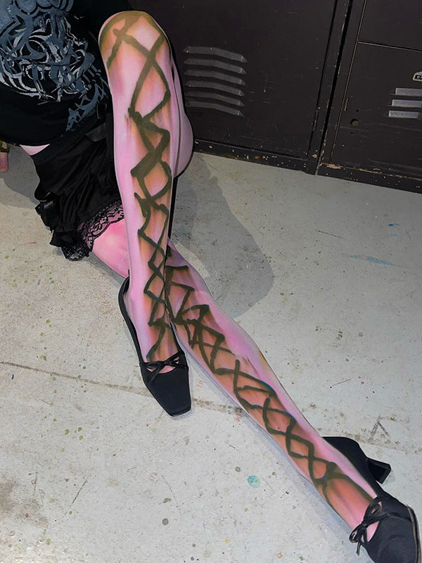 Y2K Footed Graffiti Pantyhose -- YKIIY  CLOTHING