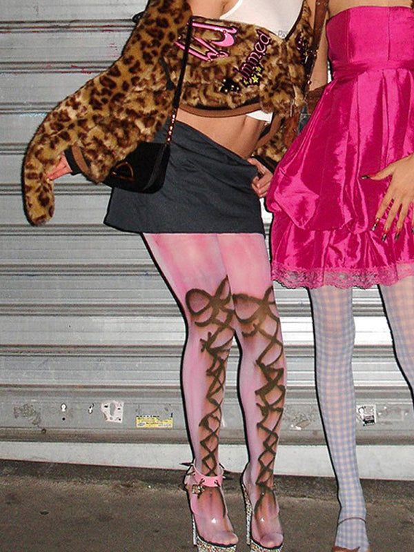 Y2K Footed Graffiti Pantyhose -- YKIIY  CLOTHING