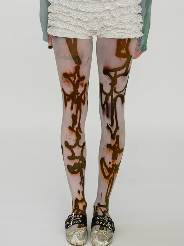 Y2K Footed Graffiti Pantyhose -- YKIIY  CLOTHING