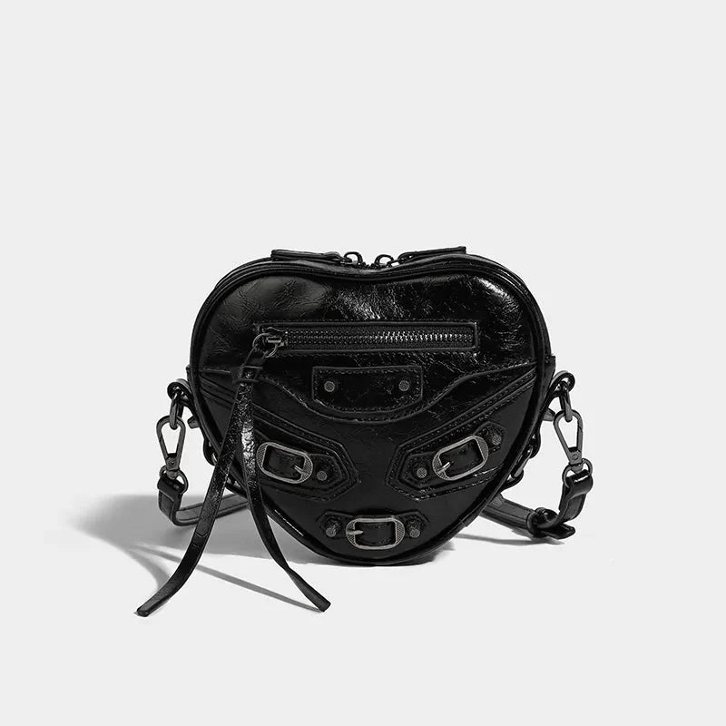 Y2K Grunge Belted Heart Shaped Bag