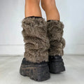 Y2K Grunge Faux Fur Leg Warmers