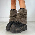 Y2K Grunge Faux Fur Leg Warmers