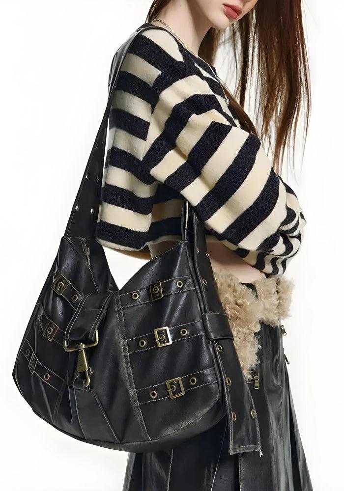 Y2K Grunge Faux Leather Belted Bag