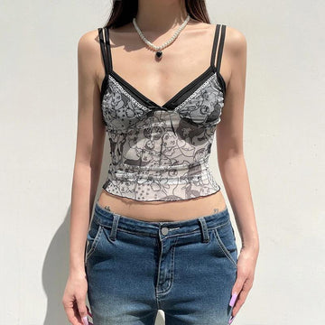 Y2K Grunge Mesh Top -- YKIIY  CLOTHING