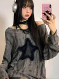 Y2K Grunge Star Distressed Sweater