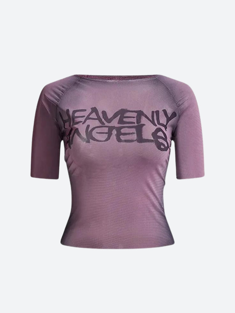 Y2K Heavenly Angels Sheer Top