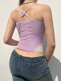 Y2K Lace Strap Crop Top -- YKIIY  CLOTHING