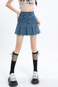 Y2K Pleated Jean Mini Skort -- YKIIY  CLOTHING