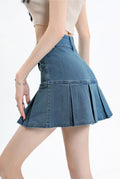 Y2K Pleated Jean Mini Skort -- YKIIY  CLOTHING