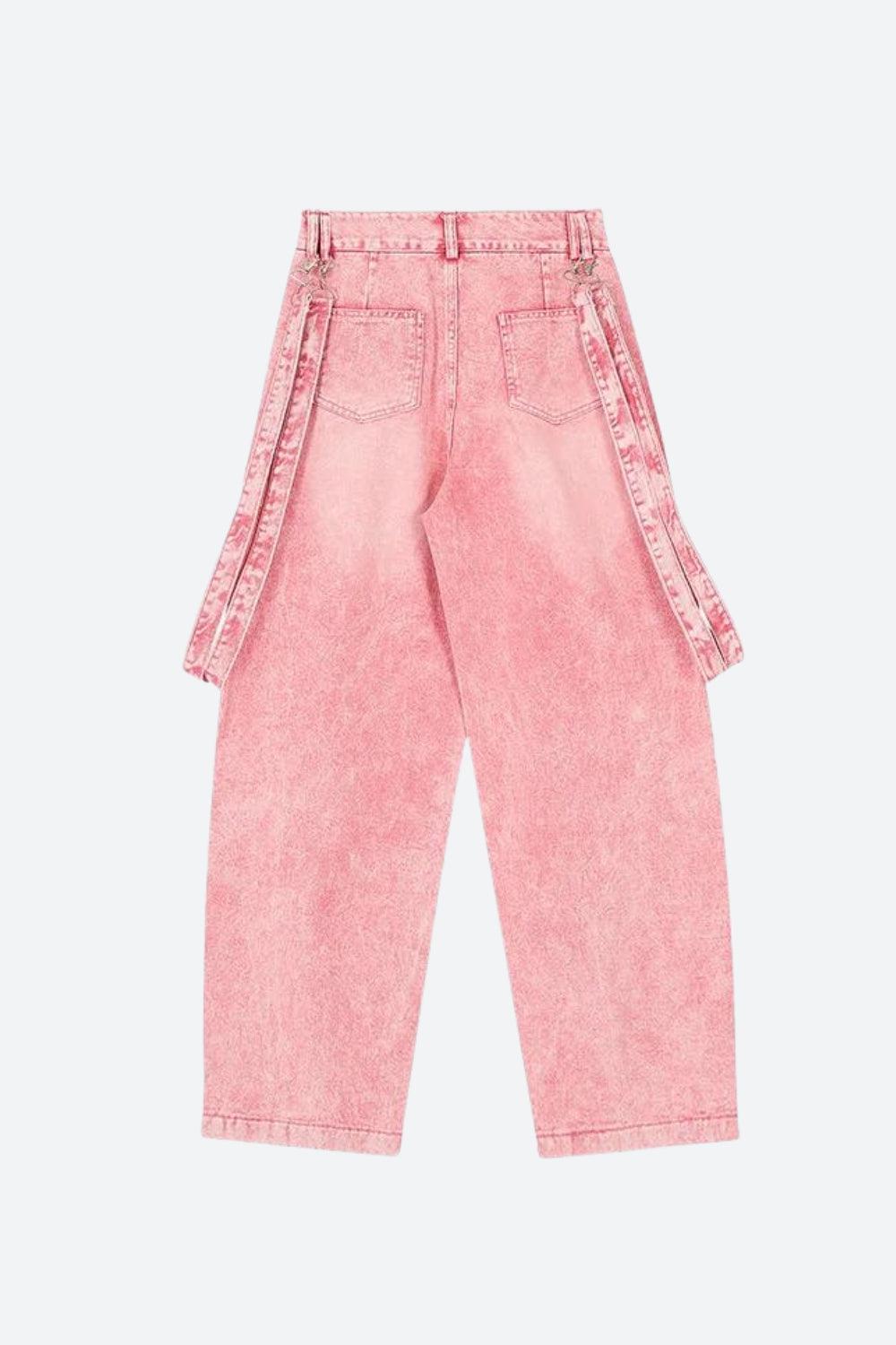 Y2K Soft Girl Double Belted Baggy Jeans -- YKIIY  CLOTHING