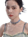 Y2K Sparkle Denim Choker Necklace