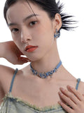 Y2K Sparkle Denim Choker Necklace