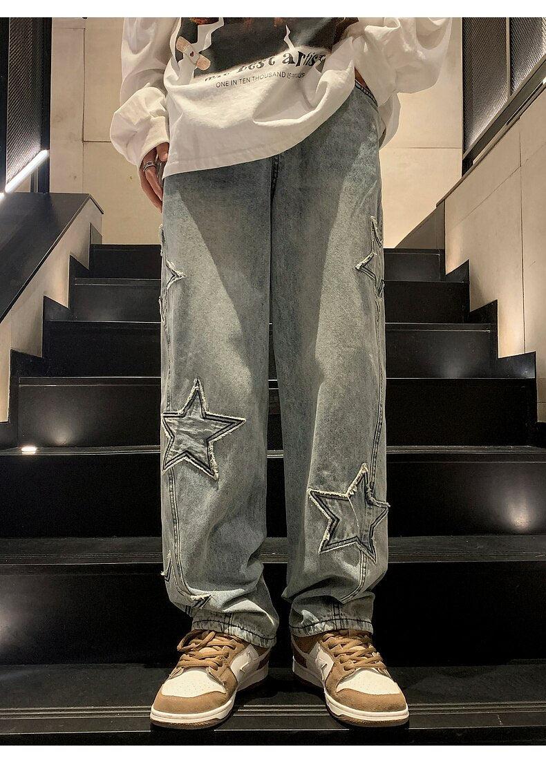 Y2K Star Embroidered Jeans -- YKIIY  CLOTHING