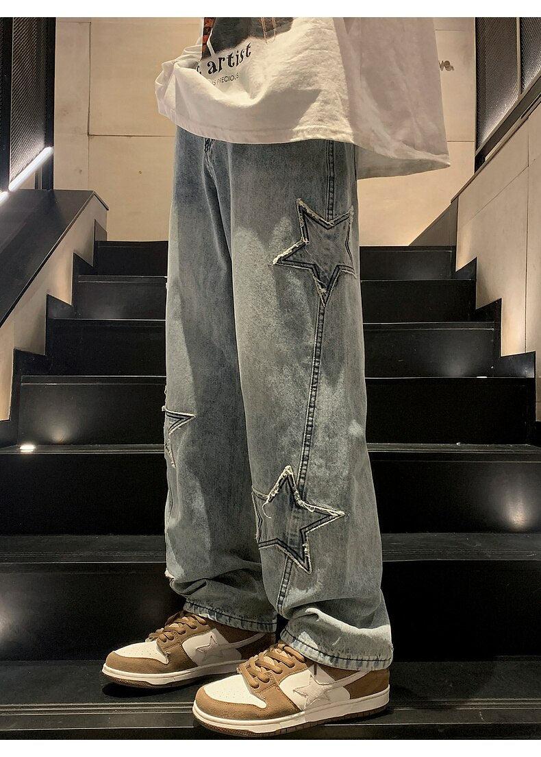 Y2K Star Embroidered Jeans -- YKIIY  CLOTHING