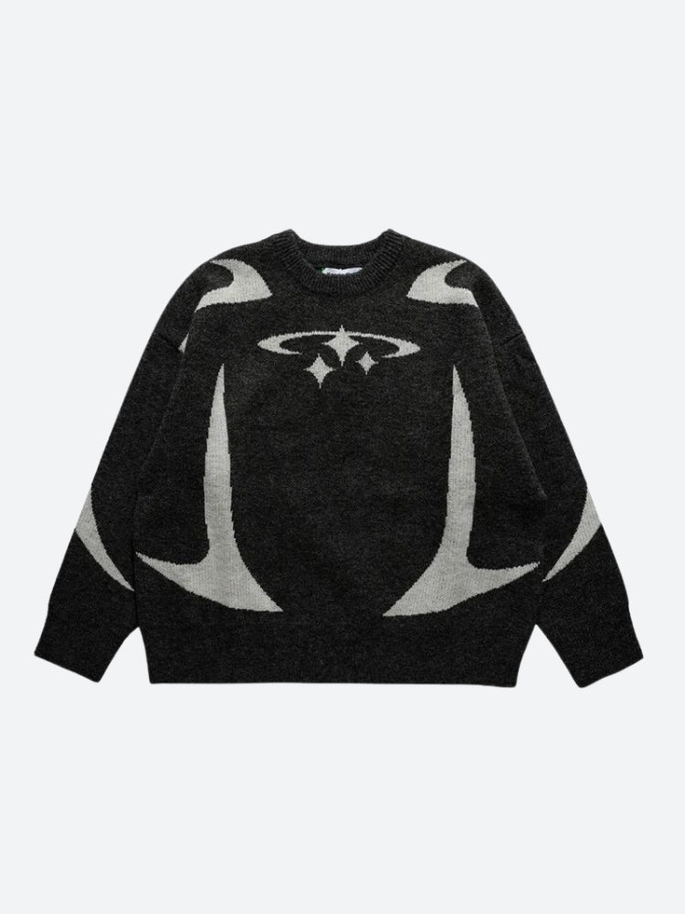 Y2K Star Futuristic Knitted Sweater -- YKIIY  CLOTHING