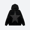 Y2K Star Patch Zip-Up Hoodie -- YKIIY  CLOTHING