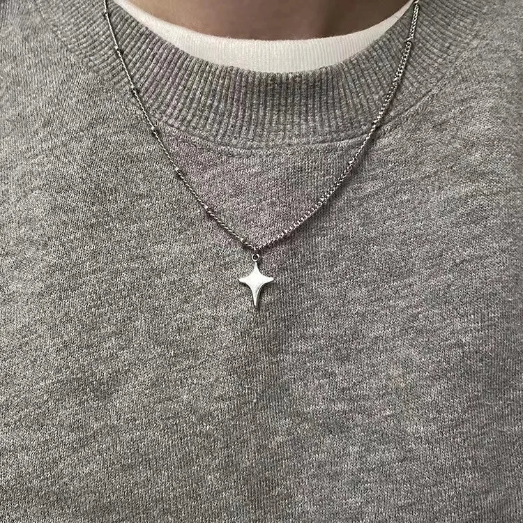 Y2K Star Silver Necklace -- YKIIY  CLOTHING