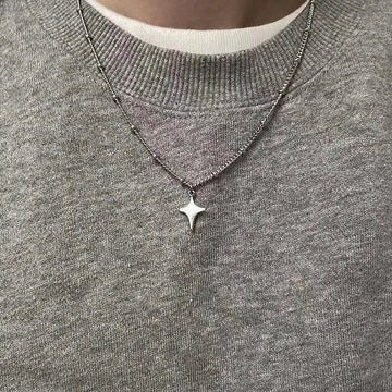 Y2K Star Silver Necklace -- YKIIY  CLOTHING