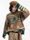 Y2K Vintage Stars Striped Knitted Sweater -- YKIIY  CLOTHING