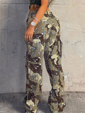 Zipper Camouflage Cargo Jeans Pants -- YKIIY  CLOTHING