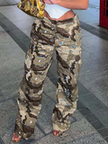 Zipper Camouflage Cargo Jeans Pants -- YKIIY  CLOTHING