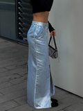 Zipper Metallic Slit Bodycon Skirt -- YKIIY  CLOTHING