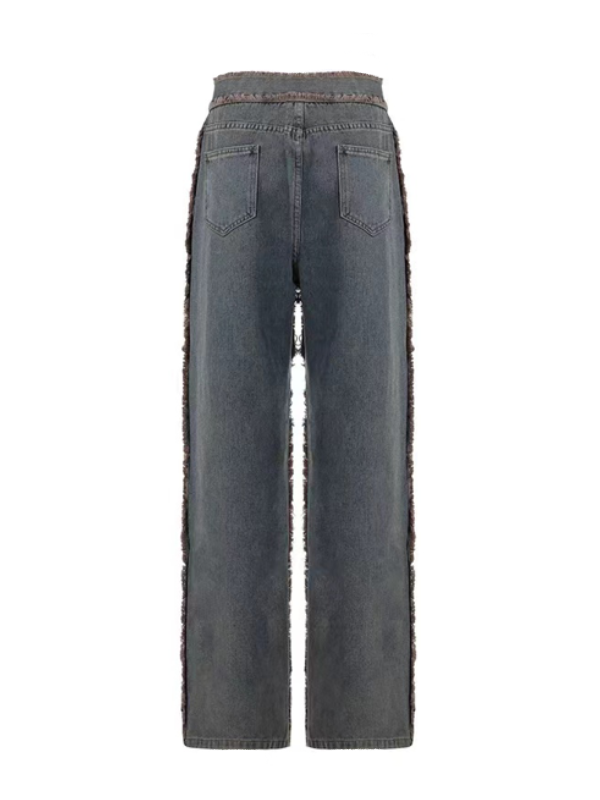 Zipper Rough Selvedge Jeans Pants -- YKIIY  CLOTHING