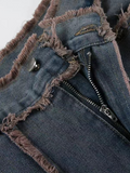 Zipper Rough Selvedge Jeans Pants -- YKIIY  CLOTHING