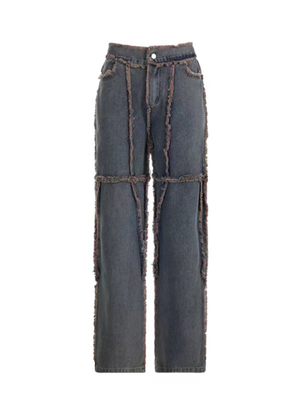 Zipper Rough Selvedge Jeans Pants -- YKIIY  CLOTHING