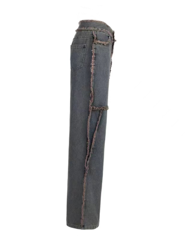 Zipper Rough Selvedge Jeans Pants -- YKIIY  CLOTHING